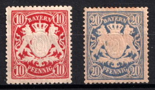 1888-1900 Bavaria, Germany (Mi. 56 B x a, 57 B x c, CV $150)