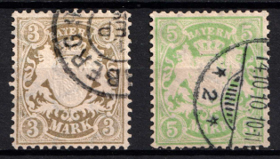 1900-11 Bavaria, Germany (Mi. 69 x - 70 x, Canceled, CV $100)