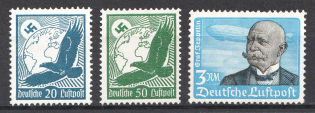1934 Third Reich, Germany, Airmail (Mi. 532 y, 535 y, 539 y, CV $740, MNH)