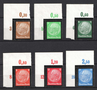 1934 Third Reich, Germany (Mi. 548 P OR - 553 P OR, Corner Margins, Full Set, CV $530, MNH)