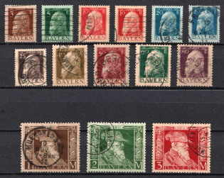 1911 Bavaria, Germany (Mi. 76 - 88, Type I, II, Canceled, CV $150)