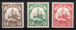 1915-19 Samoa, German Colonies, Kaiser’s Yacht, Germany (Mi. 20 - 22)