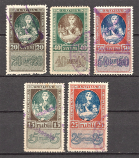 Latvia Baltic Fiscal Revenue Group of Stamps (Cancelled)