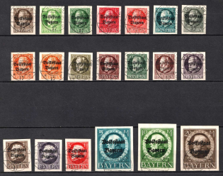 1919-20 Bavaria, Germany (Mi. 116 B - 135 B, Full Set, Canceled, CV $1,040)