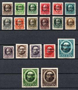 1919-20 Bavaria, Germany (Mi. 152 B - 170 B, Full Set, Canceled, CV $780)