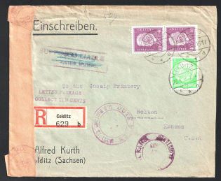 1933 Germany - Kansas, United States, Stock of Cinderellas, Non-Postal Stamps, Labels, Advertising, Charity, Propaganda, Censored Cover