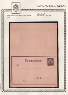 1887 Berlin - Germany Local Post, Private City Mail, Postal Stationery, Mint