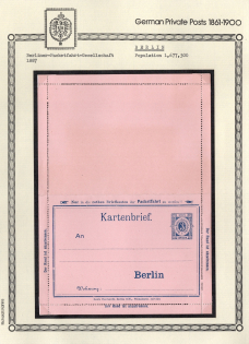 1887 Berlin - Germany Local Post, Private City Mail, Postal Stationery, Mint