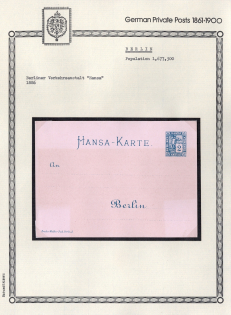 1886 Berlin - Germany Local Post, Private City Mail, Postal Stationery, Mint