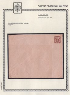 1887-88 Dresden - Germany Local Post, Private City Mail, Postal Stationery Cover, Mint