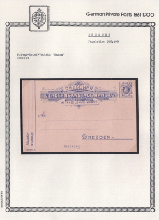 1890-91 Dresden - Germany Local Post, Private City Mail, Postal Stationery, Mint