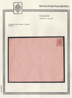 1890-91 Dresden - Germany Local Post, Private City Mail, Postal Stationery Cover, Mint