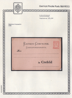 1886 Krefeld - Germany Local Post, Private City Mail, Postal Stationery, Mint