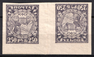 1921 250r RSFSR, Russia, Gutter Pair Tete-beche (Zag. 10, Zv. 10, Ordinary Paper, MNH)