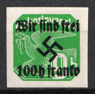 1938 100h on 9h Occupation of Rumburg, Sudetenland, Germany (Mi. 30, Signed)