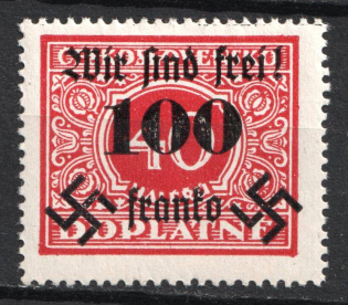 1938 100h on 40h Occupation of Rumburg, Sudetenland, Germany (Mi. 40, Signed, CV $30)