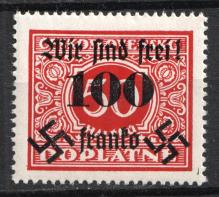 1938 100h on 50h Occupation of Rumburg, Sudetenland, Germany (Mi. 41, Signed, CV $20)