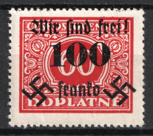 1938 100h on 60h Occupation of Rumburg, Sudetenland, Germany (Mi. 42, Signed, CV $40)