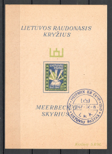 Lithuania Baltic Dispaced Persons Camp Meerbeck Block Sheet `30` (Cancelled)