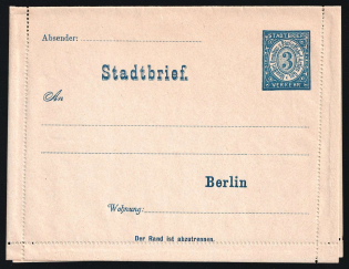 1887 Berlin - Germany Local Post, Private City Mail, Postal Stationery, Mint