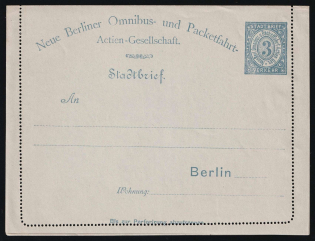 1887 Berlin - Germany Local Post, Private City Mail, Postal Stationery, Mint
