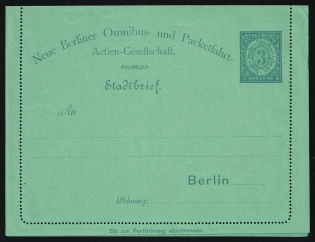 1887 Berlin - Germany Local Post, Private City Mail, Postal Stationery, Mint