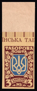 1947 3m Regensburg, Ukraine, DP Camp, Displaced Persons Camp (Wilhelm 15 B, Only 500 Issued, Control Inscription, MNH)