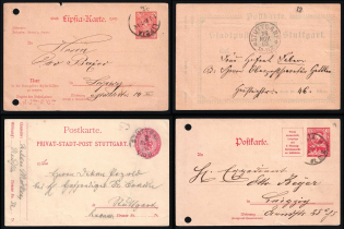 Leipzig, Stuttgart - Germany Local Post, Private City Mail, Postal Stationery