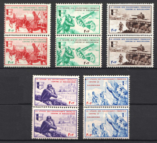 1942 French Legion, Germany, Pairs (Mi. VI - X, Full Set, CV $90, MNH)