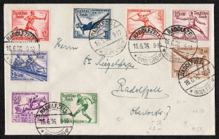 1936 Third Reich, Germany, Registered Cover to Radolfzell (Mi. 609 - 616, Full Set, CV $90)
