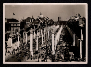 1939 Street Decoration in Berlin for the Even of Adolf Hitler's 50th Birthday, Third Reich Propaganda, Nazi Germany, Postcard, Mint