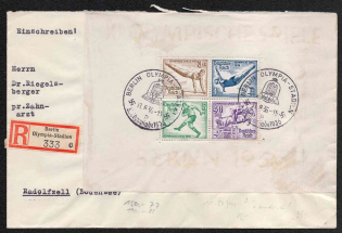 1936 Third Reich, Germany, Registered Cover Berlin - Radolfzell (Mi. Bl. 5 X, CV $+++, Special Cancelation)