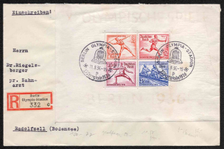 1936 Third Reich, Germany, Registered Cover Berlin - Radolfzell (Mi. Bl 6, CV $+++, Special Cancelation)