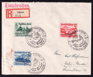 1939 Third Reich, Germany, Registered Cover Adenau - Berlin (Mi. 695 - 697, CV $290, Special Cancellation)