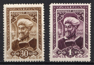 1942 500th Anniversary of the Birth of Alisher Navoi, Soviet Union, USSR (Full Set, MNH)