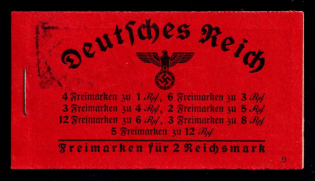 1939 Complete Booklet with stamps of Third Reich, Germany, Excellent Condition (Mi. MH 38, CV $330)