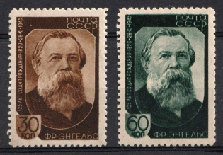 1945 125th Anniversary of the Birth of Engels, Soviet Union, USSR (Full Set, MNH)