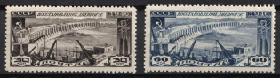 1946 The Reconstruction of Dneproges, Soviet Union, USSR (Full Set, MNH)