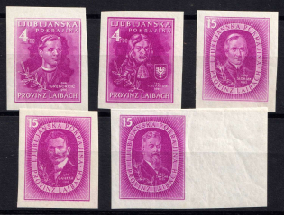 1944 Ljubljana, German Occupation, Germany (Mi. I B, II B, IV B - VI B, Unissued Stamps, CV $300)