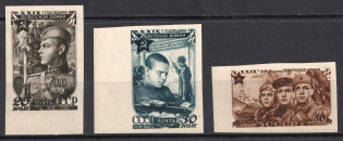 1947 29th Anniversary of the Soviet Army, Soviet Union, USSR (Imperforated, Full Set, MNH)