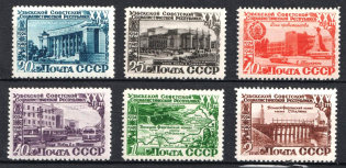1950 25th Anniversary of Uzbek SSR, Soviet Union, USSR (Full Set, MNH)