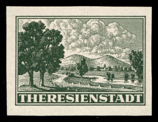 1943 Theresienstadt Ghetto, Bohemia and Moravia, Germany (Mi. 1 U, IMPERFORATED, Signed, CV $780, MNH)