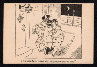 "'The Two Girls: ""Since We've Got to this Point, any Guy will Serve us!""', Berlin, WWII Anti-Allies Propaganda, Churchill Stalin Roosevelt Caricatures, Postcard, Mint"