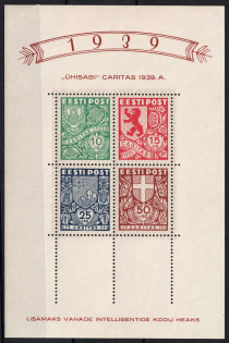 1939 Estonia, Souvenir Sheet (Mi. Bl. 3, CV $140)