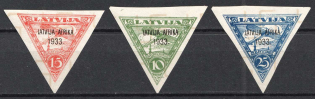 1933 Latvia, Airmail (Mi. 220Z - 222Z, CV $1170)
