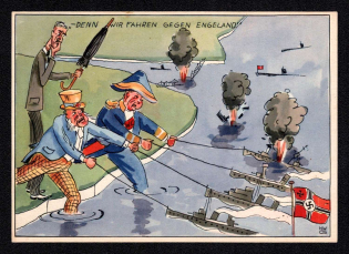 1933 'Because We are Going Towards England', Plauen, Germany, WWII Anti-Allies Propaganda, Caricature, Postcard, Author H. W. Gipser