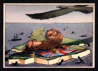 1933 'Because We are Going Towards England', Plauen, Germany, WWII Anti-Allies Propaganda, Caricature, Postcard, Author H. W. Gipser