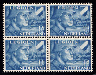 1942 12.5+87.5c Dutch Legion, Netherlands, Block of Four (Mi. 403, CV $70, MNH)