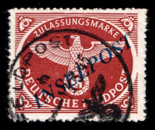 1944 Reich Military Mail Fieldpost Feldpost `INSELPOST`, Germany (Mi. 10 B b I, Signed, Canceled, CV $100)