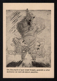 'Yes, Yes, Those Were the Times, when the Bear Danced to the Sound of Our Whistle', Italy, WWII Anti-Allies Propaganda, Roosevelt Caricature, Postcard, Mint